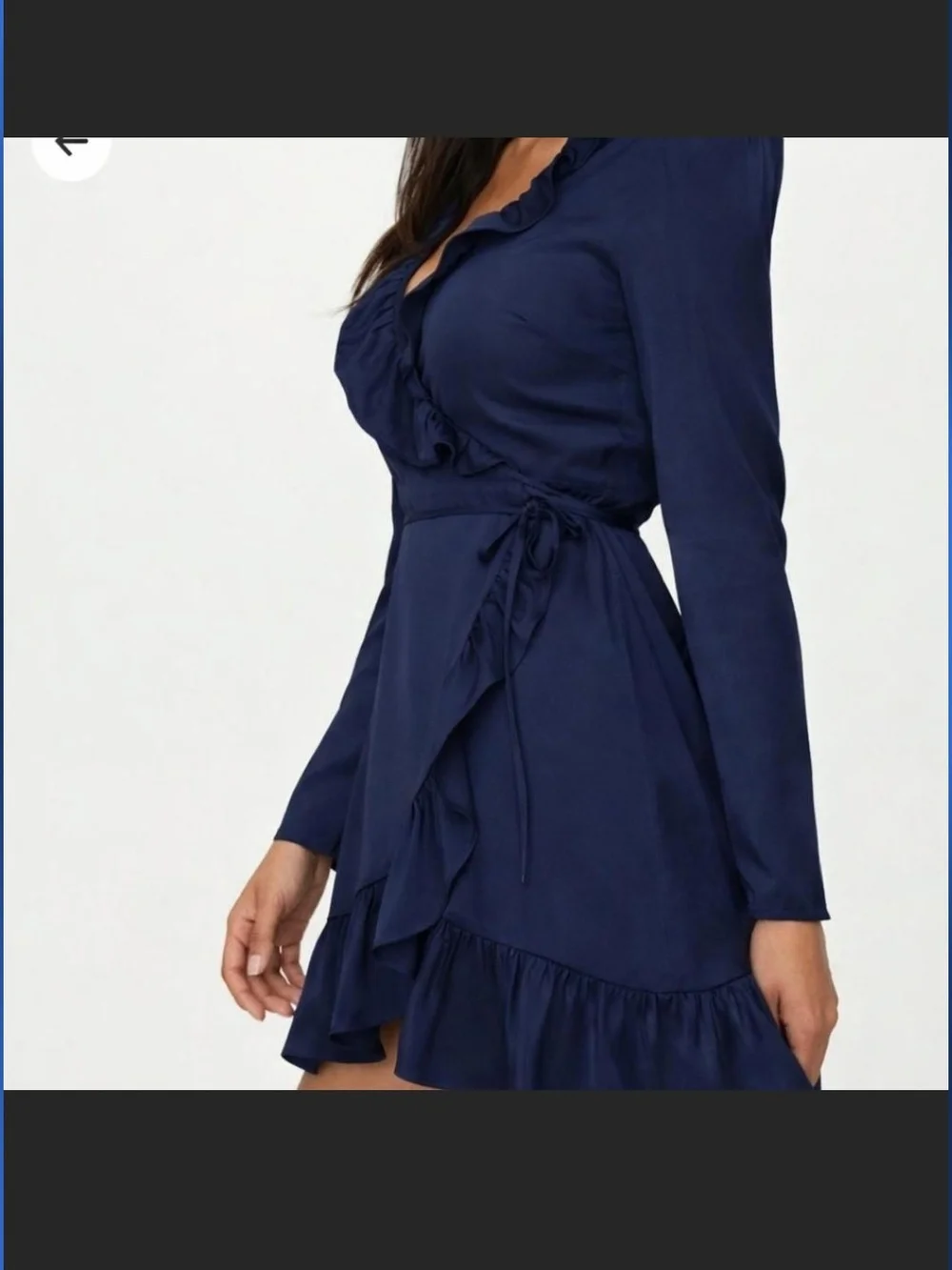Sunday Best Navy Ruffle Wrap Mini Dress - Picture 2 of 5